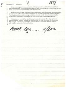 Congressman&#39;s Response to Proposed Amtrak Funding Cuts and His Intention to Support Increased Funding, 1979-01-01 - 1979-12-31
